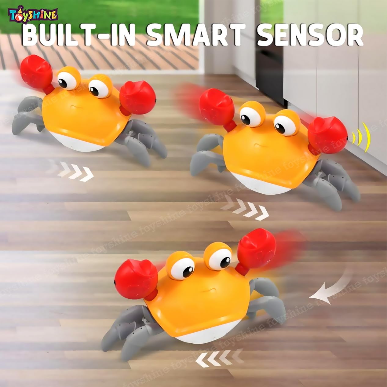 Interactive Electronic Crab Toy with Smart Obstacle Avoidance, LED Lights, Music & Crawling Action | Rechargeable Kids Educational Toy for Fun Play, Learning & Early Development